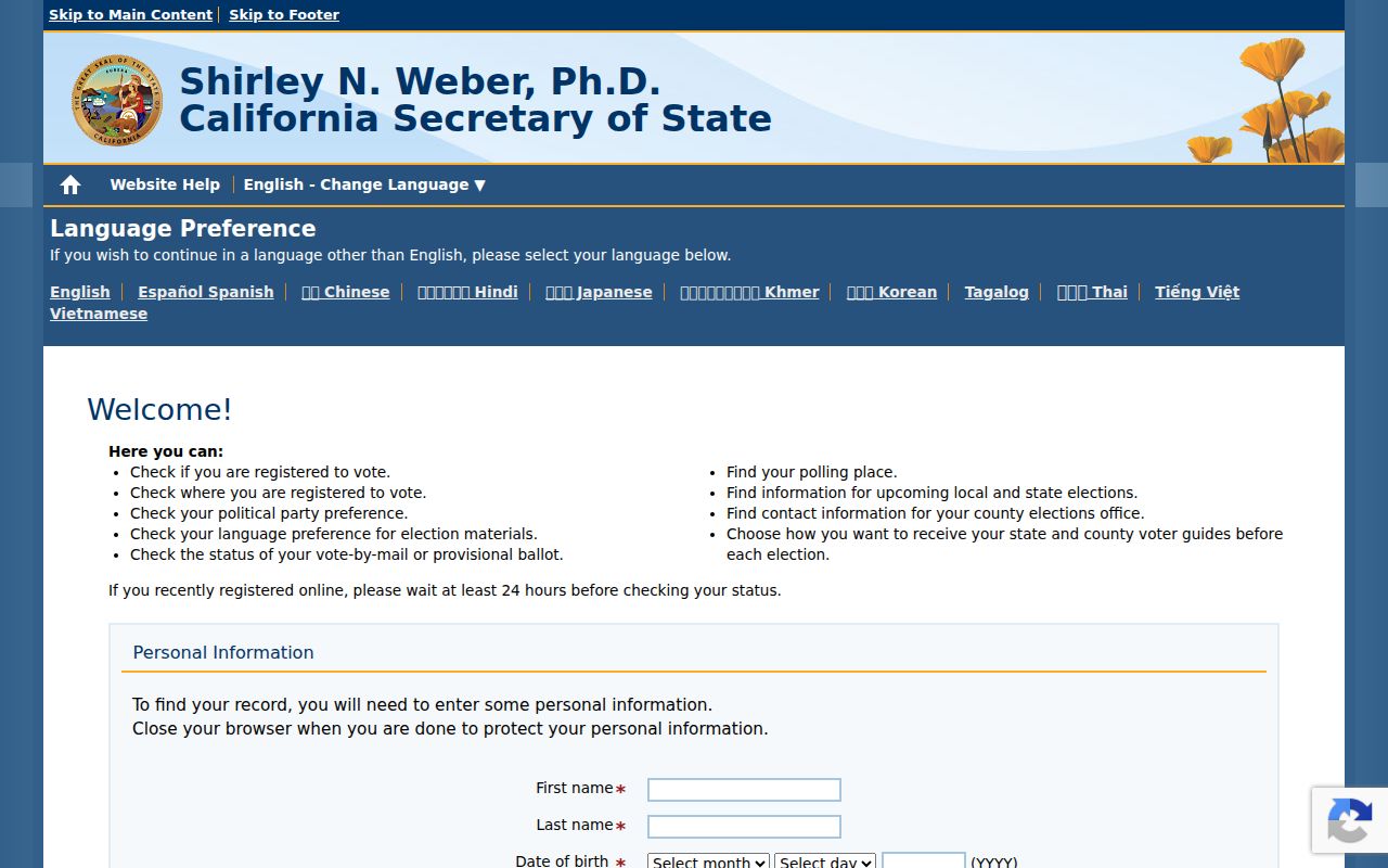 Port Hueneme residents directory and California voter status search