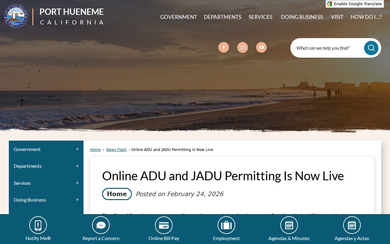 Port Hueneme previous residents and OpenGov permit launch