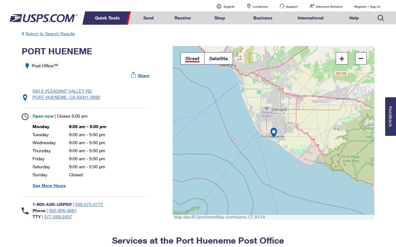 Port Hueneme ZIP code directory and Port Hueneme Post Office